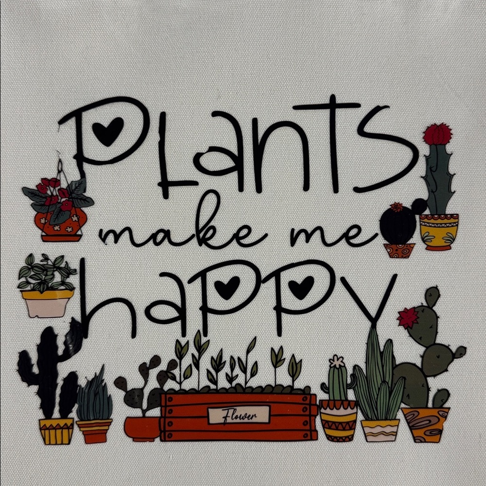 NWT Handmade Canvas Tote Bag with Plant Design - Picture 4 of 5